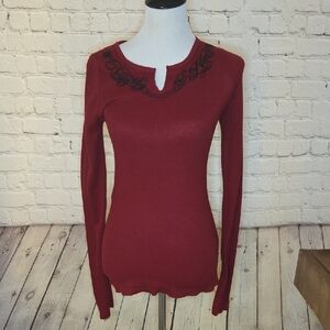 Chic Long Sleeve Top in Deep Red
